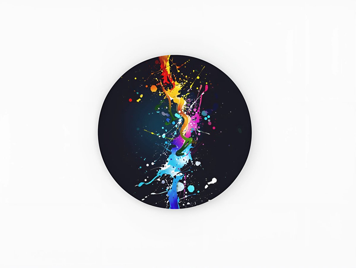 Trendex Global Rond Schilderij - Kleurrijke Muurcirkel - Abstract - Kunst - Wanddecoratie - 60 cm