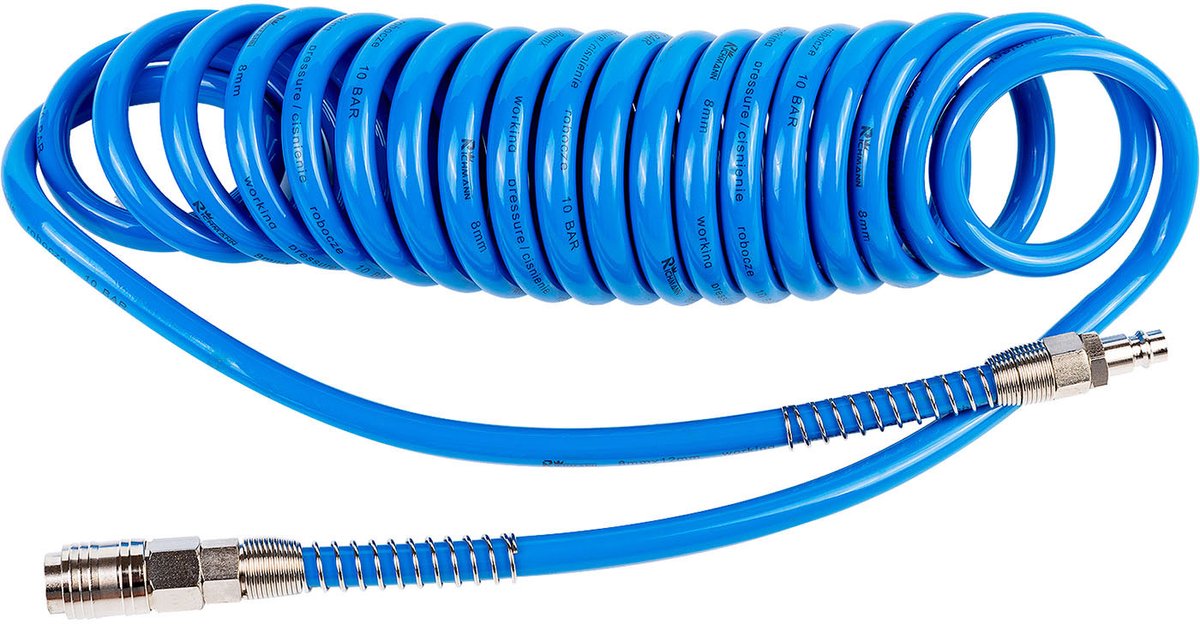 10m Spiraal Luchtslang 8x5 mm – Pneumatische Hogedrukslang voor Perslucht | Flexibel & Sterk