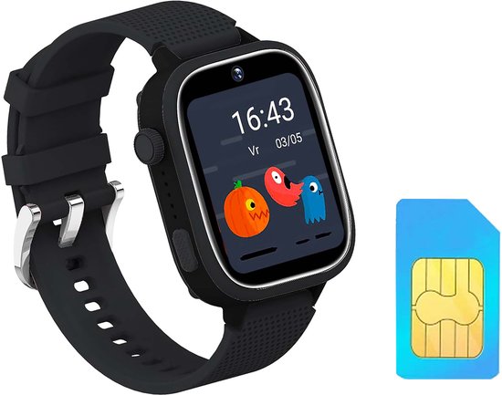 AngelTech Ultra smartwatch kinderen – 4G – GPS – 10GB data – zwart