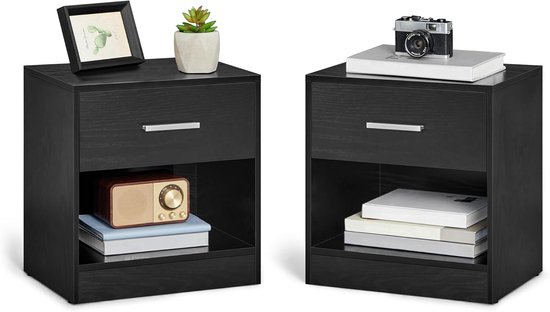 Vasagle - set van 2 nachtkastjes - bruin hout met metaal - hoogte 50 cm
