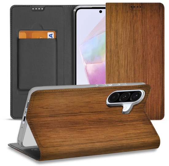 Samsung Galaxy A56 | Étui portefeuille A36 en bois foncé