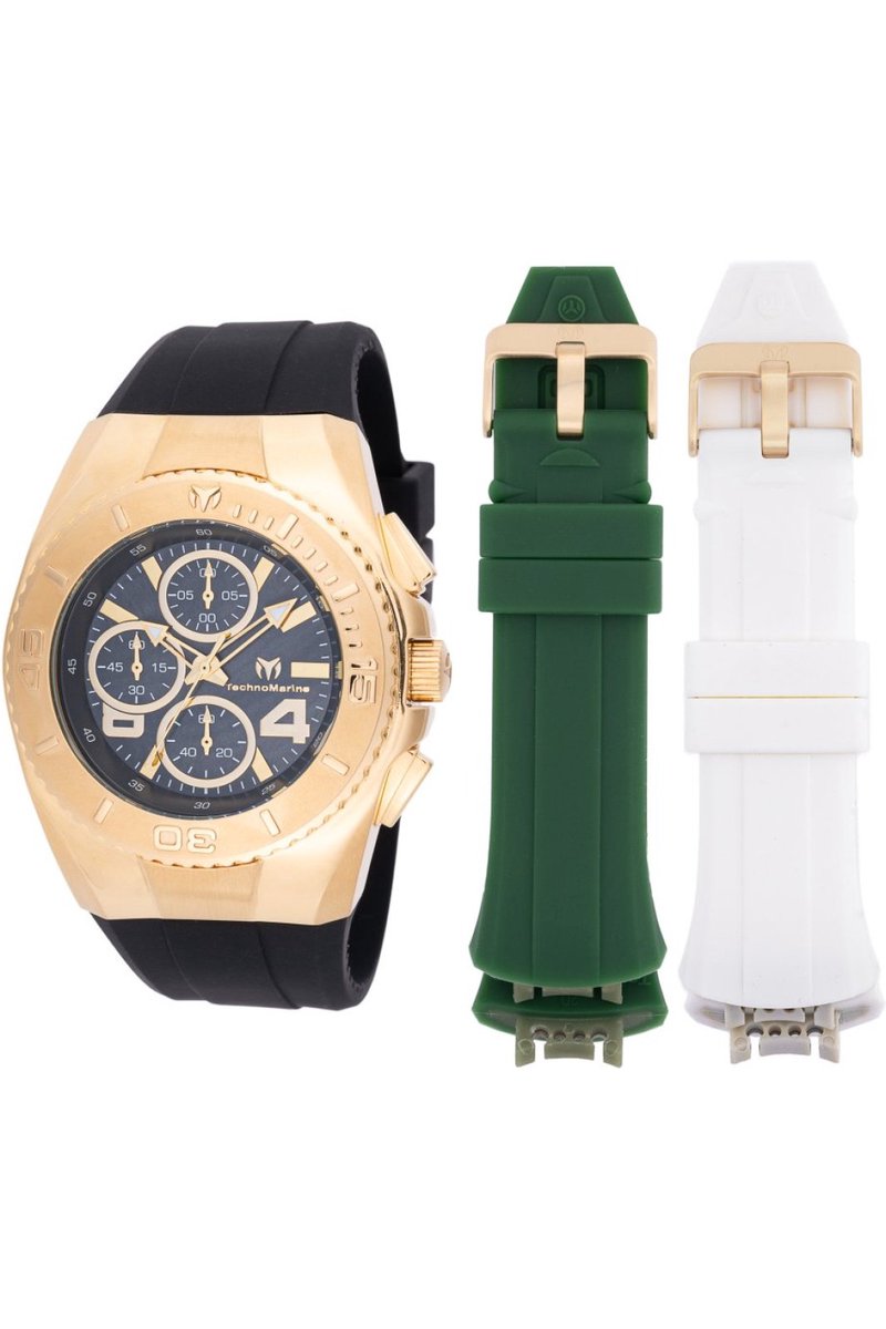 TechnoMarine Cruise TM-124030 Heren Horloge - Waterdicht - Analoog - Quartz Uurwerk - Roestvrij Staal met zwarte Wijzerplaat - 43mm