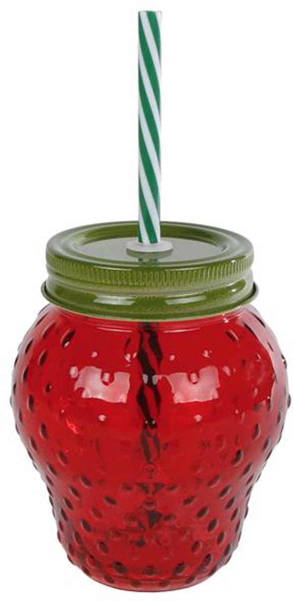 Aardbei Drinkglas met rietje