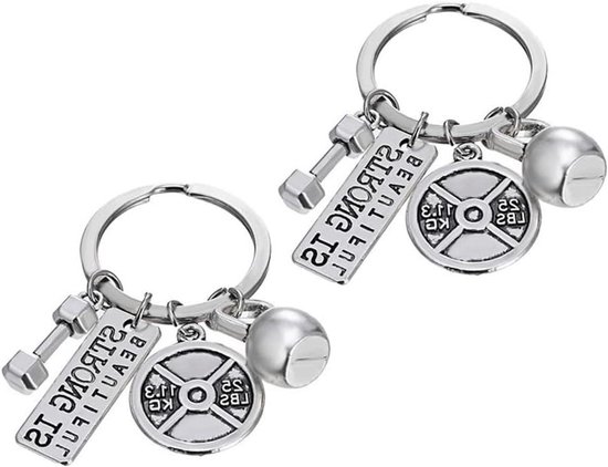 Generisch 2 stuks fitness charm sleutelhanger, sleutelhanger halter, halterhanger van zinklegering met halterschijf kettlebell, fitness trainer sleutelhanger voor fitnessliefhebbers, A, Siehe Generisch 2 stuks fitness charm sleutelhanger, sleutelhanger halter, halterhanger van zinklegering met halterschijf kettlebell, fitness trainer sleutelhanger voor fitnessliefhebbers, A, Siehe