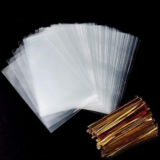 Boensi 40 stuks cellofaan-cadeautasjes van 40 x 50 cm met trekkoorden en strikken, voor Pasen, Kerstmis, verjaardagscadeaumanden en presentmanden