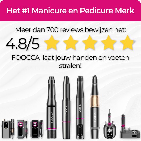 FOOCCA® Pen Wireless - Elektrische Nagelvijl 20000 RPM - Draadloos - Nagelfrees - Manicure en Pedicure Set - Oplaadbaar - Ergonomisch - Eeltverwijderaar - Aluminium Behuizing - 12 Bitjes en 55 Schuurrolletjes (uitbreidbaar) - 3 Extra Accessoires