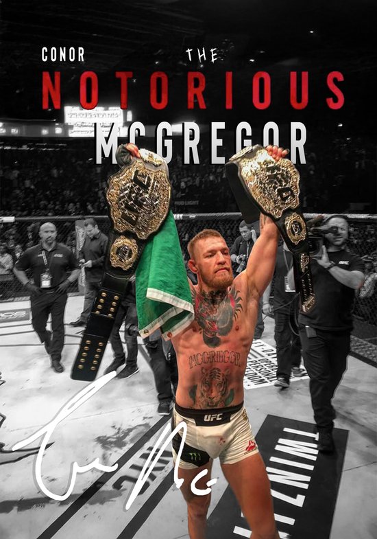 Conor McGregor Poster Ingelijst– 23x33cm met Zwarte Lijst – Notorious Kampioen – MMA Wanddecoratie - MMA Fighter