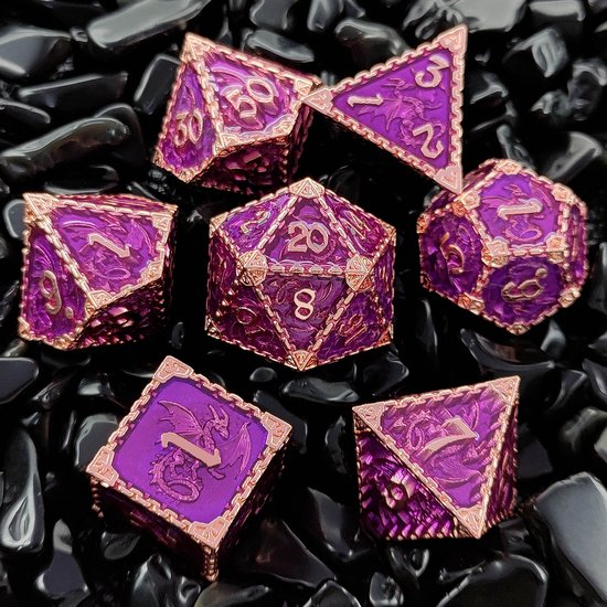 Ensemble de dés Joya Kids® Dungeons and Dragons | Set de Dés DnD Polydice | Ensemble de dés D&D | Ensemble de 7 dés en Métal | Coffre de rangement de Luxe inclus | Dés en métal Dés