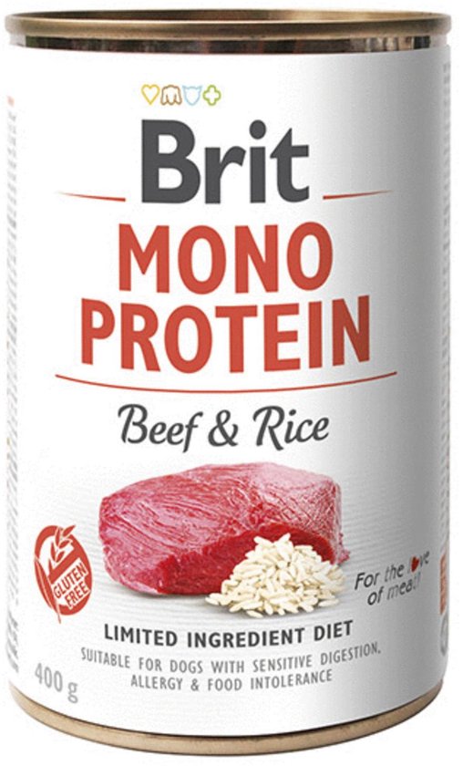 Brit Blik Care Mono Protein 400 g - Nourriture pour chiens - 6 x Bœuf et riz