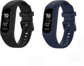Strap-it Bundel van 2 Siliconen Bandjes - Geschikt voor Garmin Vivosmart 5 - Zwart & Donkerblauw - Sportbandje - Sportarmband - Siliconen Band - Waterbestendig & zweetbestendig