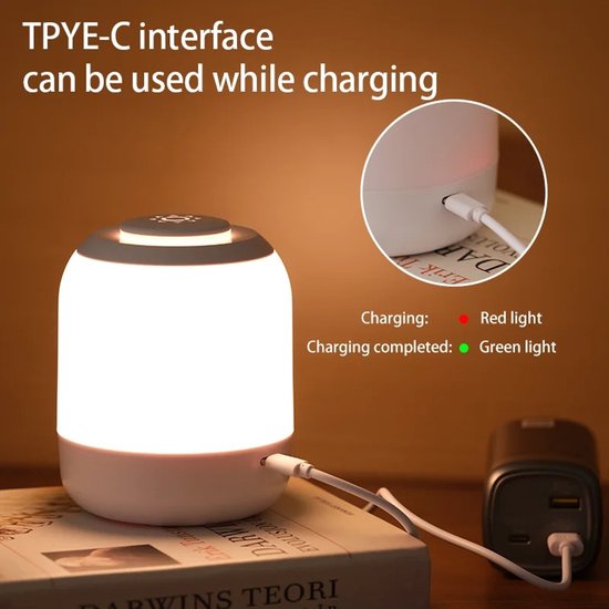 Best Active Touch Nachtlampje - Dimbaar en Oplaadbaar via USB-C - Draadloze Nachtlamp - 3 Lichtkleuren - LED - Camping Lamp - Tafellamp - Slaapkamer Lamp - Leeslamp - Roze van Merkloos — afbeelding 3