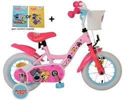 Woezel & Pip Kinderfiets - Meisjes - 12 inch - Roze + gratis kleurboek