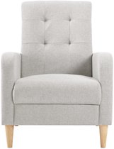 Bol.com Stoel - Lounge Stoel - Fauteuil - Armleuningen - Hoge Rug - Fauteuil Woonkamer - Gevoerde Zitting - Linnen Lichtgrijs aanbieding