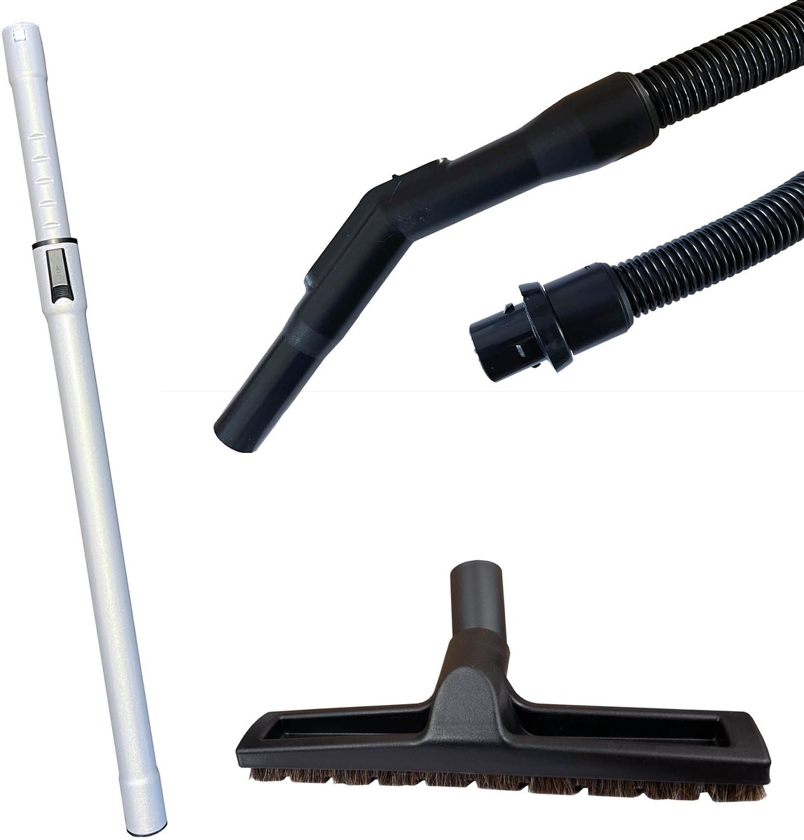Multaparts® hulpstukken set geschikt voor Nilfisk GD1000 / VP300 series parket zuigmond, complete stofzuigerslang (3 meter), telescoop zuigbuis | Vervang alle hulpstukken in 1 keer | Hoge kwaliteit alternatieve onderdelen voor een set-prijs