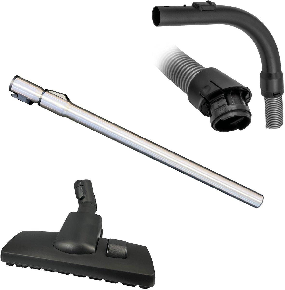 Multaparts® hulpstukken set geschikt voor Miele Complete C3 / S6 / S8 (check type): combi zuigmond, complete stofzuigerslang, telescoop zuigbuis | Vervang alle hulpstukken in 1 keer | Hoge kwaliteit alternatieve onderdelen voor een set-prijs
