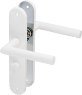 Ostiumhome® Lucano - Deurbeslag - Deurklink op Rond Schild - Met WC/Badkamer-Slot - PC 63mm - Wit - Complete Set