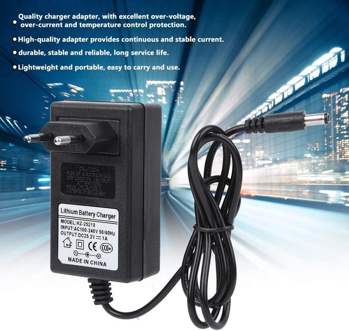 Afbeelding 3 van Adapter voor Massage Gun - Oplader Adapter voor Acculader Massage Gun - Acculaders - Batterijlader - Elektrisch - Europees Standaard 25.2V - 100-240V - Draagbaar - Kunststof - Laadkabel - Adapter - Bootmotor met 4-6PK