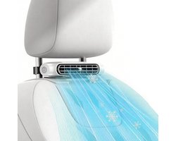 Auto ventilator-auto ventilator cooling-auto aircooler-Autoventilator met verstelbare luchtuitlaat-Mini draagbare achterbankkoelventilator-Stille hoofdsteun-nekventilator voor alle auto’s – 3000 mAh – 18x8CM – Wit