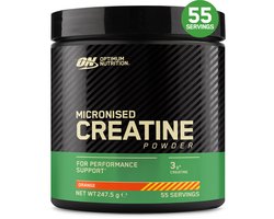 Optimum Nutrition Micronized Creatine Powder - Orange Creatine Poeder - Creatine Monohydraat - 247 gram (55 doseringen) - 55 stuks