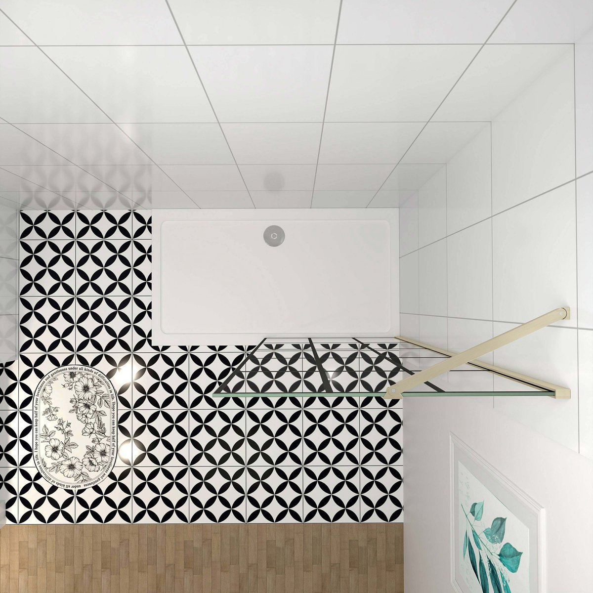 Aica Stabilisatiestang hoek 45 graden ,voor glasdikte 6-8 mm.(goud)