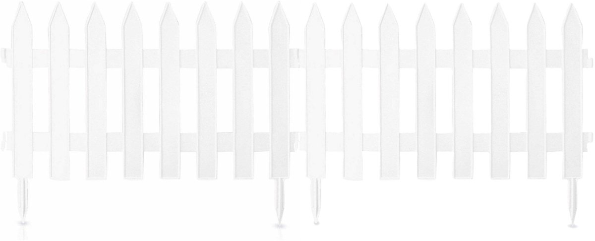 Prosperplast Tuinhekjes - 14x stuks - kunststof - 640 cm - wit - borderrand - tuinafscheiding