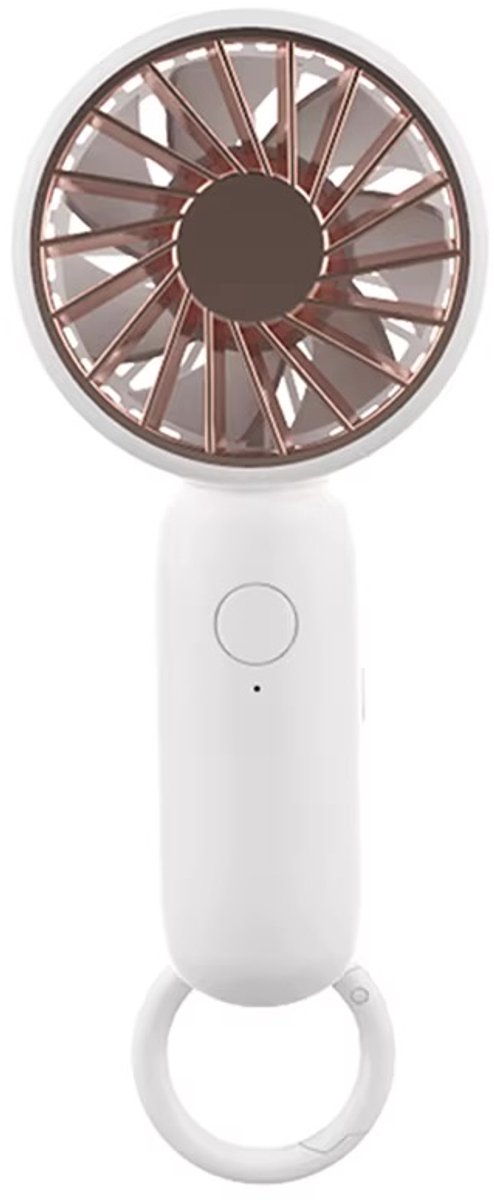 Zirkle Draagbare USB Ventilator – Oplaadbare Mini Handventilator met Karabijnhaak – Compacte Bureauventilator voor Kantoor, Reizen, Festival & Onderweg – Wit