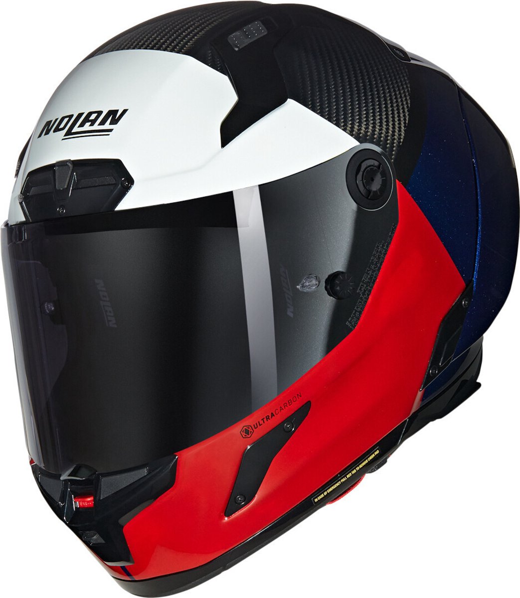 Nolan X-804 RS Blocco 348 Carbon Visceraal Rood Diepblauw Wit Glossy Integraalhelm - Maat S - Helm
