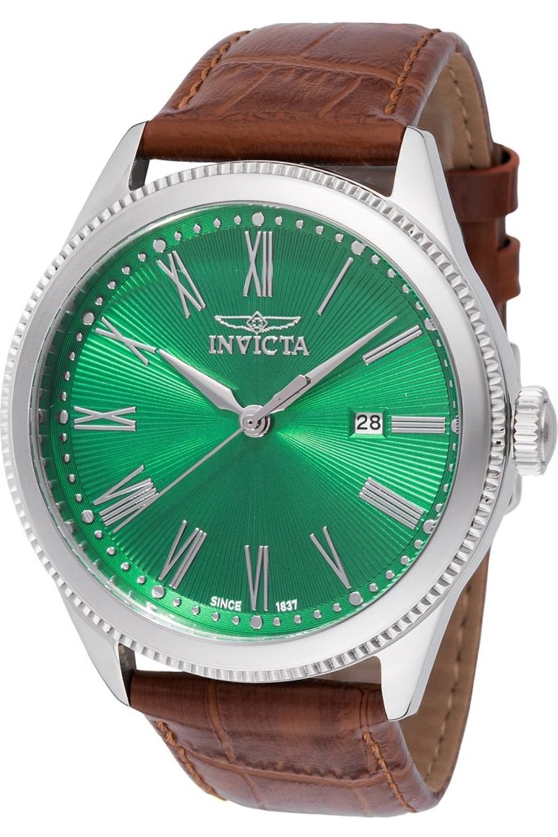 Invicta Celestial 47809 Heren Horloge - Waterdicht - Analoog - Quartz Uurwerk - Roestvrij Staal met groene Wijzerplaat - 43mm