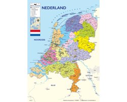Nederland kaart poster - 50 x 70 cm - provincies - Amsterdam - Rijn - Friesland - Zeeland - uitgave 2025 - Luxe - Multi- Wanddecoratie - met UV lak