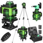 Bol.com 4D 16-Lijns Kruislijnlaser – Laser Waterpas met Statief – Groen Laser – Zelfnivellerend 3° – LCD Display – Met Bluetooth... aanbieding