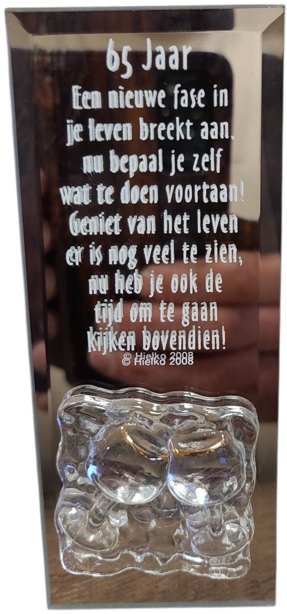 Spiegel met gedicht 65 jaar in geschenkverpakking, jubileum, verjaardag