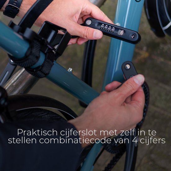 Decopatent® Fietsslot - Opvouwbaar Fietsslot ketting - Vouwslot met Cijferslot - Kubus Kettingslot - Bike Bicycle Lock - Veilig - Decopatent