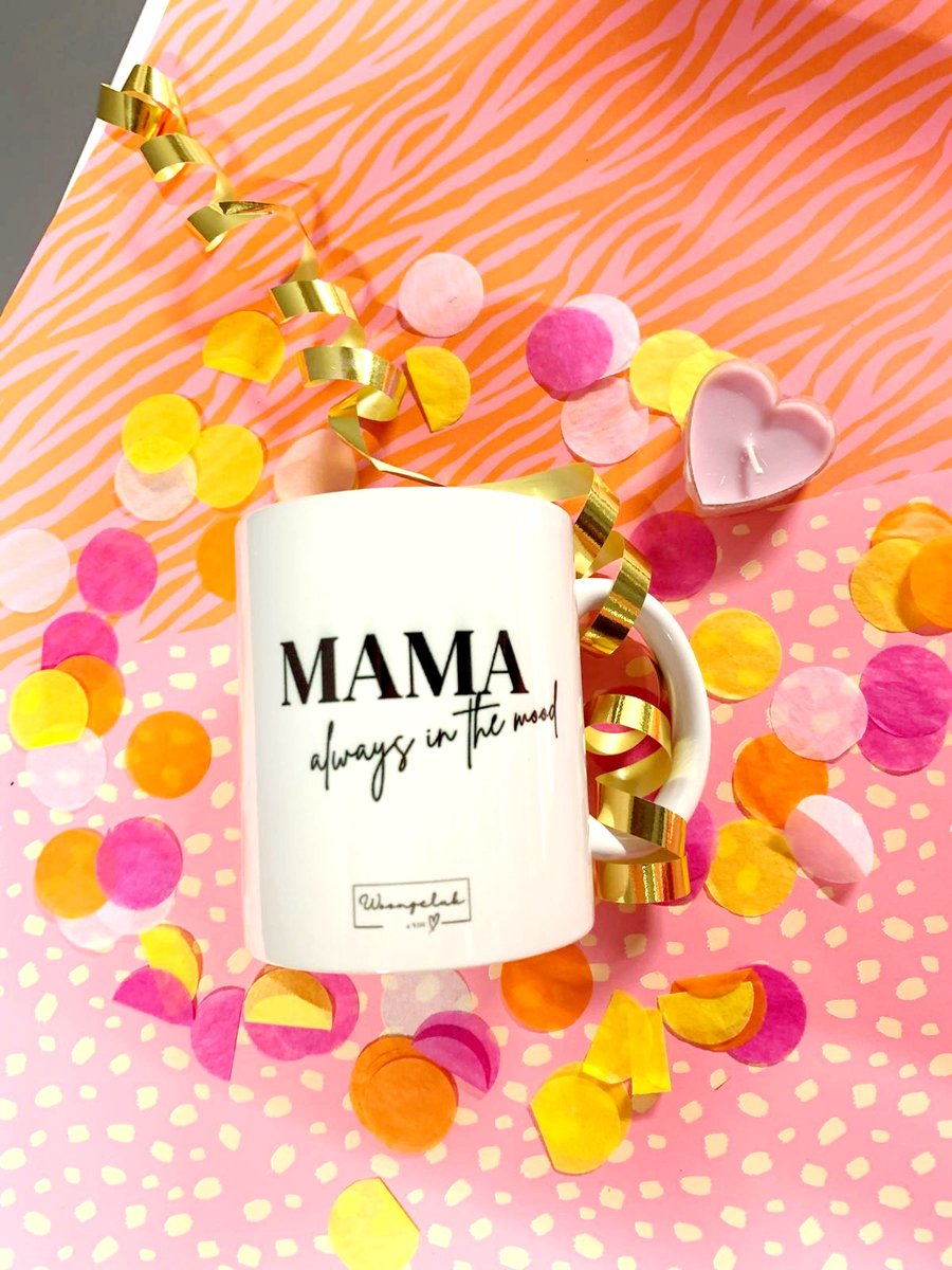 Mok met tekst - mama always in the mood - mok met humor