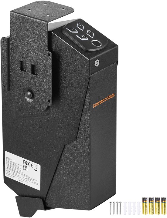 Armoire biométrique assemblée pour pistolets, 3 méthodes d'accès, coffre-fort de rangement sécurisé pour 1 pistolet