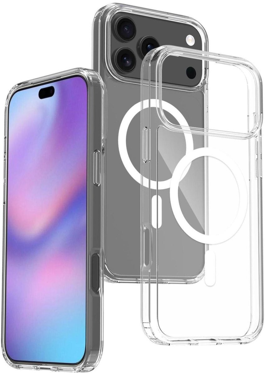 Mobigear Doorzichtig Hoesje geschikt voor Apple iPhone 17 Pro Max MagSafe Telefoonhoesje Hardcase | Mobigear Crystal Backcover | Geschikt voor MagSafe | Geschikt voor Draadloos Opladen met Magnetische Ring | Geschikt voor MagSafe Case - Transparant