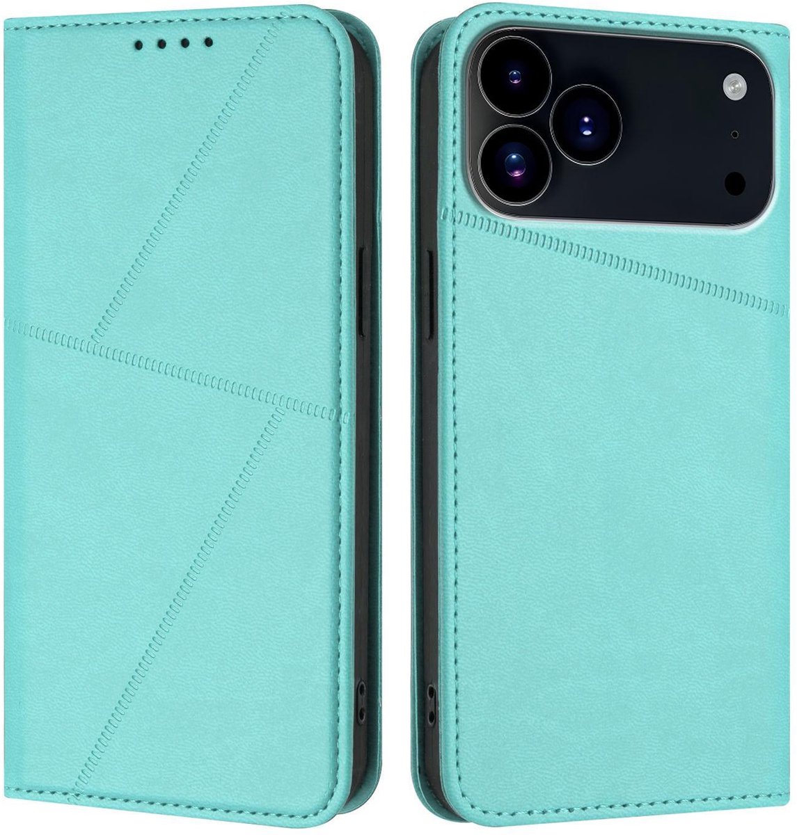 Mobigear Telefoonhoesje geschikt voor Apple iPhone 17 Pro Max Hoesje | Mobigear Frosted Flip Bookcase Portemonnee | Pasjeshouder voor 2 Pasjes | Telefoonhoesje voor Pinpas / OV Kaart / Rijbewijs - Blauw