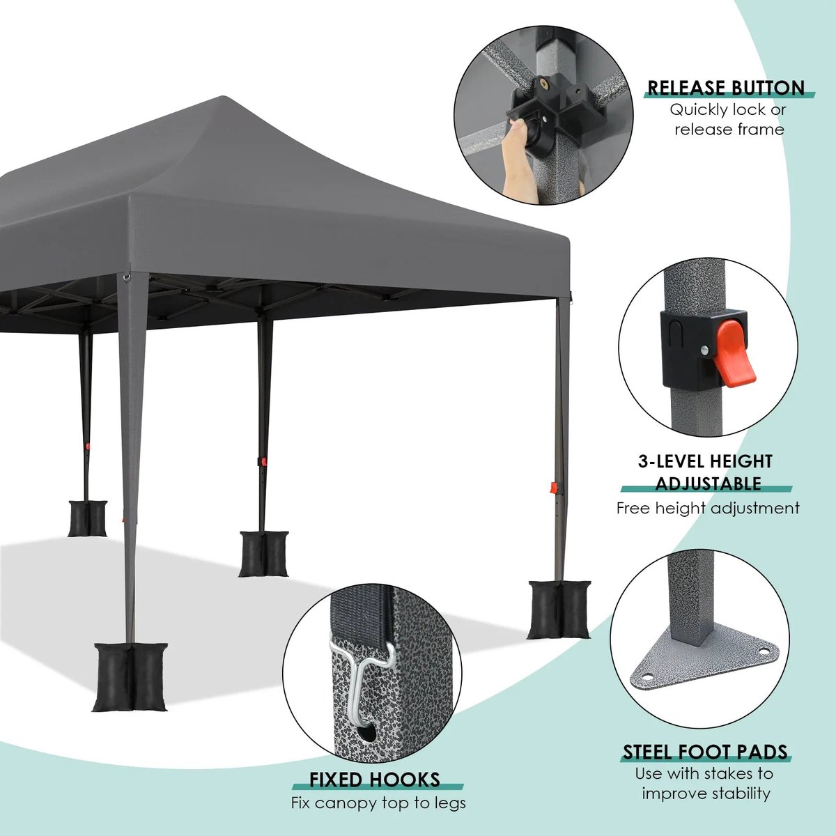 Vouwpaviljoen, 3x6, opvouwbaar, partytent, tuintent, paviljoen