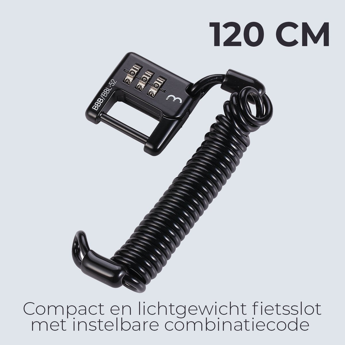 BBB Cycling Kabelslot Fiets - 120 CM - Mountainbike en Racefiets Slot Lichtgewicht - Compact Cijferslot: Fiets, Helm, Bagage - Klein Fietsslot - MiniSafe BBL-52 – foto 2