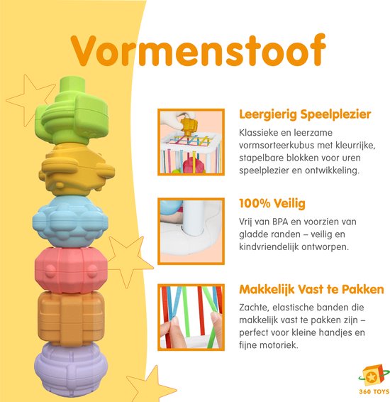 360 Toys® - Baby Speelgoed 6 maanden - 4 in 1 set - Speelgoed 1 Jaar - Stapelstenen - Bijtketting - Trekkoord Baby - Vormenstoof - 0 tot 4 jaar - Babyspeelgoed 0 Jaar - Montessori Speelgoed - Baby Speelgoed van 360 Toys — afbeelding 3