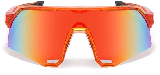 Sport Zonnebril 2025 - Oranje Transparant Frame - Oranje Lens van Merkloos — afbeelding 2