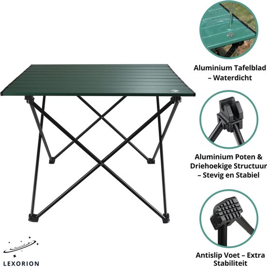 Lexorion Natuur Campingtafel - Opvouwbare Campingtafel Medium - 61x50 cm Aluminium Tafel - Stevig & Waterdicht - Draagkracht 30KG - Inklapbaar & Compact - Voor Kamperen, BBQ, Balkon, Picknick van Lexor — afbeelding 4