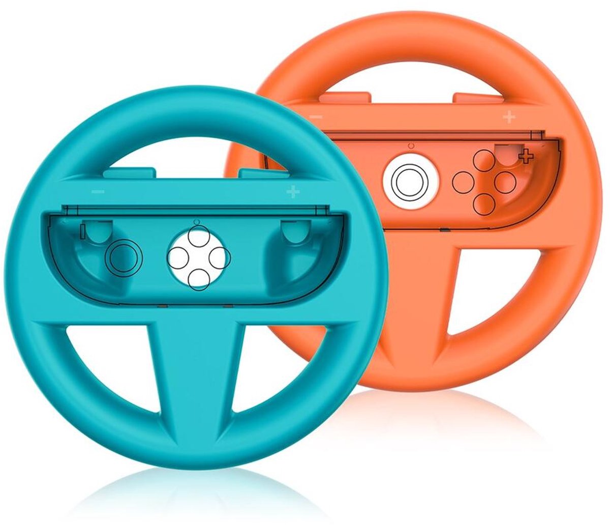 Stuurtjes Geschikt voor Nintendo Switch 2 Joy-Con - Stuurset voor Mario Kart en Racegames - Stuurwiel Set - Ergonomisch en Comfortabel Gamen - Racestuur Blauw en Oranje