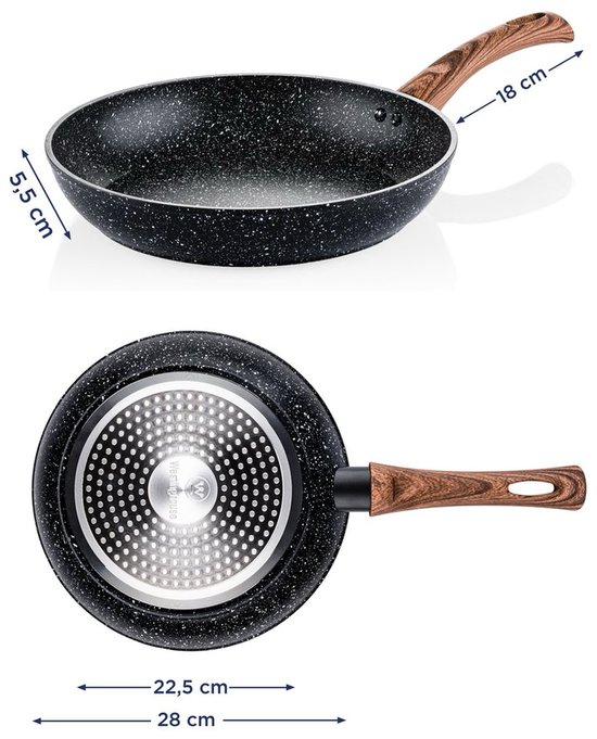 Westinghouse Koekenpan – Ø 28 cm – Inductie Pan – Black Marble Wood