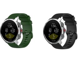 Strap-it Bundel van 2 Siliconen Bandjes - Geschikt voor Polar Grit X - Zwart & Donkergroen - Sportbandje - Sportarmband - Siliconen Band - Horlogeband / Polsband / Armband - Waterbestendig & zweetbestendig - Flexibel & comfortabel