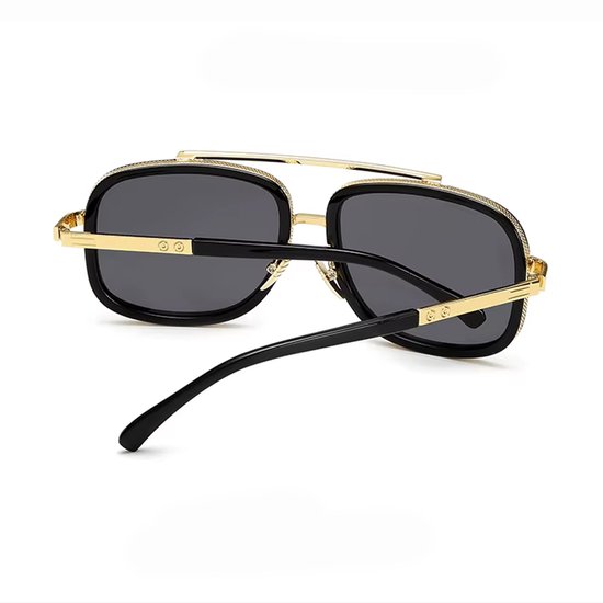 Zonnebril Heren - Designer - Zwart met Goud - Mode - Luxe - Inklapbaar van Merkloos — afbeelding 2