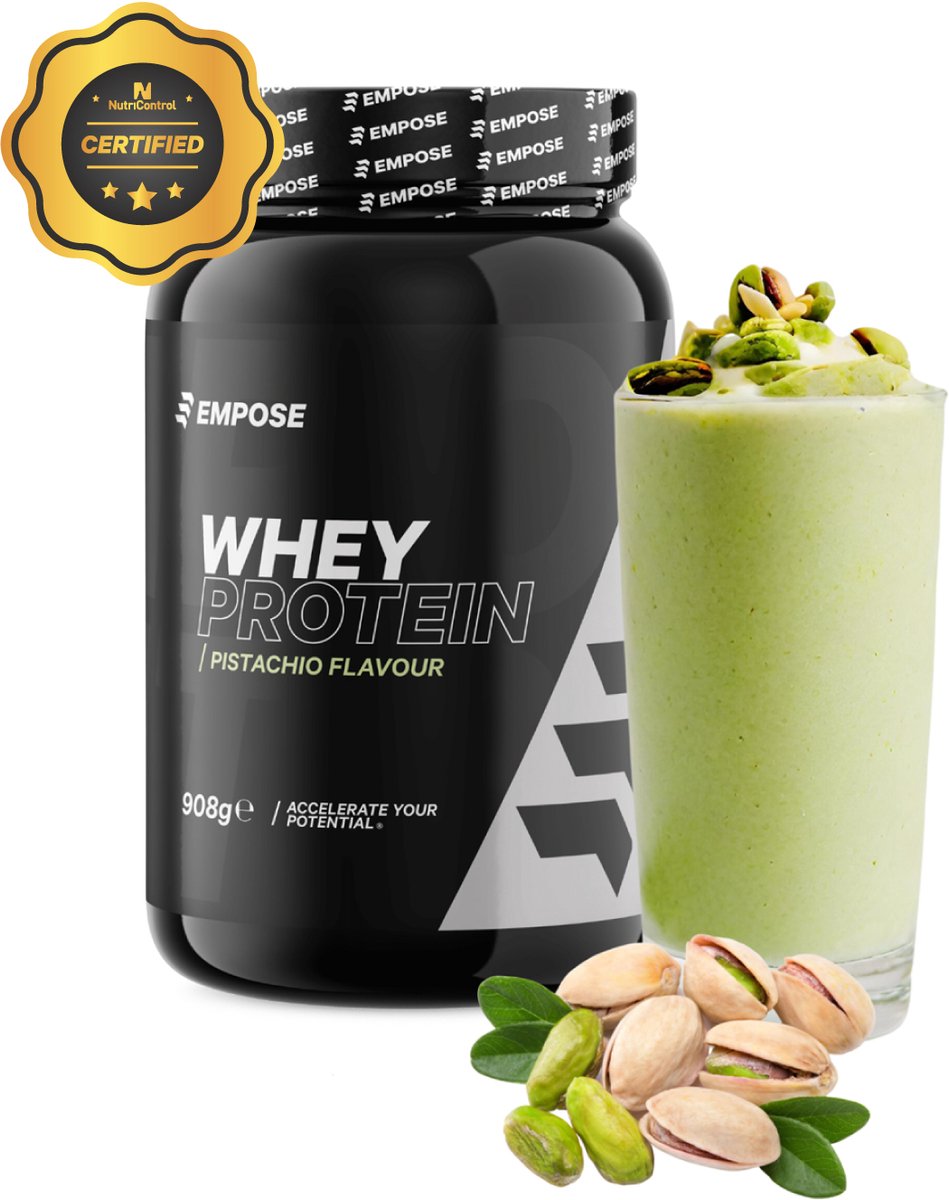 Goedkoopste Empose Nutrition Whey Protein - Eiwitpoeder - Eiwitshakes - Proteïne Shake - Pistachio - 908 gram