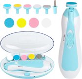 Limes à ongles électrique Bébé et Adultes - Avec lumière LED et 6 accessoires | Remplacement sûr et sans vibrations | Convient aux bébés/ Enfants/ Adultes (Blauw)