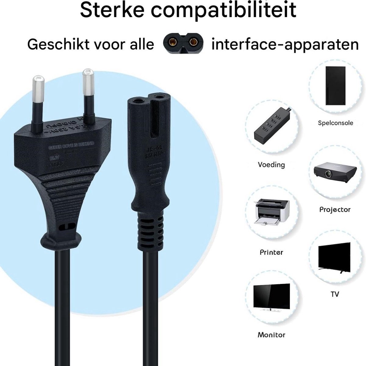 Power Cable Stroomkabel Randaarde Stekker | Computer LCD monitor en TV scherm PS1 / PS2 / PS3 / PS4 Slim / PS5 / Saturn / Radio / Speaker / Printer | voedings kabel | Apparaat snoer — afbeelding 2