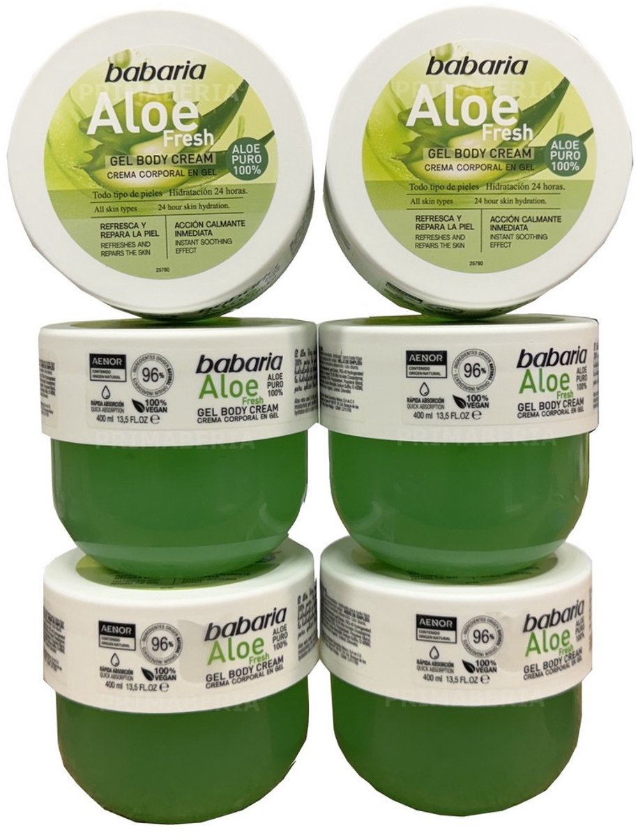 Voordeelset met 6 x Babaria Gel Aloe Vera 400ml - Voor een goede verzorging met Aloe Vera - Verzorgend en kalmerend