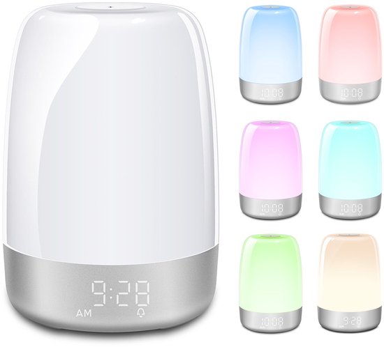 Nachtlamp - Wake Up Light - Sleep Lamp - Digitale Wekker met lamp - Wit